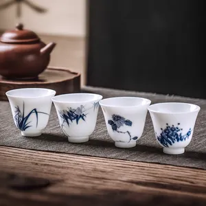 Porcelain Teacup Jingdezhen Hand-painted Plum Orchid Bamboo And Chrysanthemum Chinese Ceramic Small Tea Cup Kung Fu Tea Cup Set