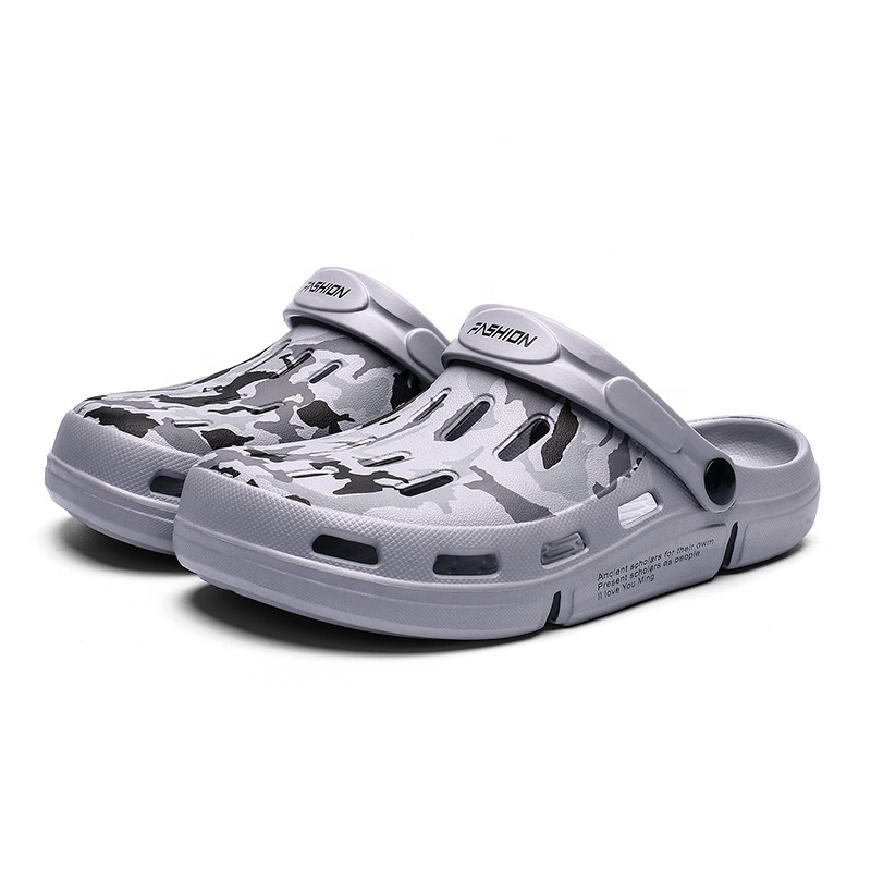 Мужские камуфляжные сандалии с принтом, Нескользящие уличные закрытые шлепанцы для пляжа, клоги, 9077