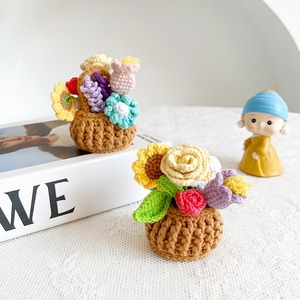 Custom New handmade versatile car ornaments <b>small</b> hanging <b>baskets</b> mini flower bouquets potted plants holiday gift for the office - Product Image 4