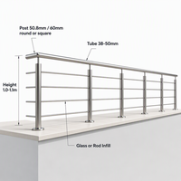 Barre de balustrade moderne en acier inoxydable pour intérieur et extérieur