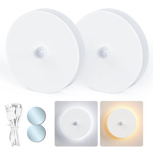 ไฟกลางคืนแบบวงกลม LED พร้อมเซ็นเซอร์ติดผนัง ชาร์จ USB ได้ ปรับความสว่างได้ ติดตั้งด้วยแม่เหล็ก สำหรับห้องนอน ทางเดิน บันได - Product Image 1
