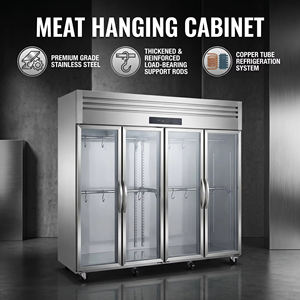 Vitrine Réfrigérée Commerciale à 4 Portes Verticales en Acier Inoxydable à Refroidissement Direct <span class=keywords><strong>Grande</strong></span> Capacité pour <span class=keywords><strong>Boucherie</strong></span> - Product Image 2