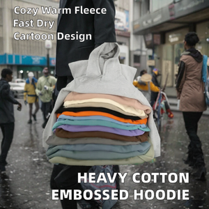 Sweat-shirt à capuche pour homme 100% coton French Terry Coupe classique Couleur unie Décontracté Automne Pull-over Respirant Non doublé Tricoté - Product Image 2
