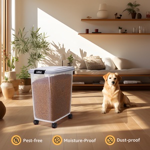 NOBLEZA 40L contenitore per alimenti per animali domestici coperchio ribaltabile e ruote comodo da riporre per i tuoi amici pelosi - Product Image 3