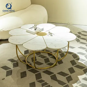 Luxury gilded Villa furniture gold hammered coffee table with storage Metal painted furniture modern design new center table