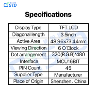 Écran LCD TFT TN 3,5 pouces 320x480 MCU16BIT Haute personnalisation Assurance qualité Solutions HMI de qualité industrielle