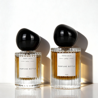 Bouteilles de parfum en verre rondes de luxe personnalisées de 30ml 50ml 100ml Flacon pulvérisateur vide à rayures verticales avec bouchon à bille