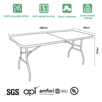 Tables de fête de 6 pieds en imitation bois HOMFUL Table de salle à manger pliée pour l'extérieur Table de fête en plastique