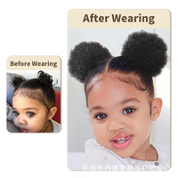 Accesorio para el Cabello Infantil, Rizado y Voluminoso, Estilo Afro, con Cordón Ajustable, Extensión de Cabello Sintético