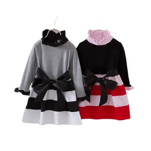 Wholesale Kid Clothes Baby Girl Prices Striped Ladies Design Long Sleeve Dress Autumn