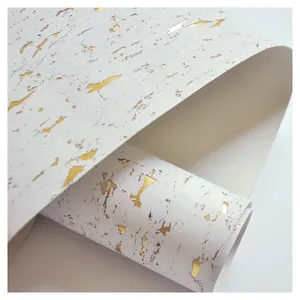 MYWING Papel de parede para paredes com base de ouro e proteção ambiental para decoração de paredes interiores, cortiça real branca