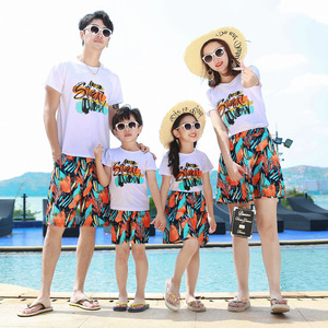 Vestito estivo genitore bambino bianco gonna spiaggia a maniche corte madre figlia vestito familiare - Product Image 5