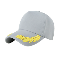 Venta al por mayor de alta calidad de 5 paneles de ala de trigo bordado negro logotipo personalizado Vintage clásico deporte gorra de béisbol