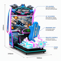 Machine de jeu d'arcade professionnelle Sky Fighter de 55 pouces, à monnayeur, avec joystick de vol dynamique pour centre de jeux
