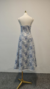 Nuovo <span class=keywords><strong>abito</strong></span> lungo con bretelle in pizzo Patchwork stampato blu con bretelle 2025 Design francese - Product Image 5