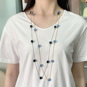 Modische Perlenketten Lange Pullover-Kette Facettierte Bunte Bonbon-Frucht-Zucker-Anhänger Kristall-Halskette Edelstahl - Product Image 5