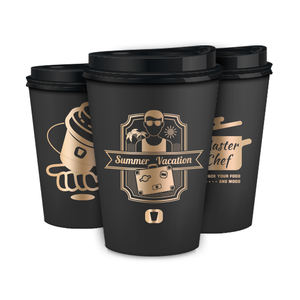 Pour LOKYO personnalisé jetable 12oz 8oz 6oz noir jaune doré papier tasse à café couvercle écologique pour vin boissons gazeuses Tequil - Product Image 2