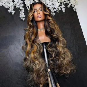 Highlight Honey <strong>Blonde</strong> Color 13X4 Lace Frontal Human <strong>Hari</strong> Wigs 100% Raw Virgin Hair Glueless Loose Wave Lace Front Wig for Woman - Product Image 5