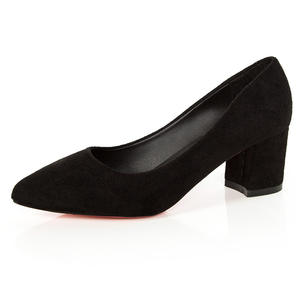 Otoño nueva moda europea y americana Suede Point Head Shallow Thick Heel Set <span class=keywords><strong>pie</strong></span> profesional zapatos individuales - Product Image 5