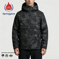 Veste Anorak Homme Personnalisée Camouflage Nuit Demi-Zip à Capuche Poches Tactiques Extérieur Polyester Gorpcore Streetwear Usine