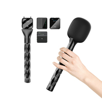 Microphone portable professionnel pour interview, vlogging et podcast, avec perche, support de microphone professionnel et support de microphone sans fil à pince pour diffusion en direct
