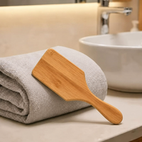 Cepillo de Pelo Ecológico de Bambú con Mango de Madera de Haya, Cepillo de Púas de Nylon para Peinar, Peine de Madera Natural para Masaje Capilar