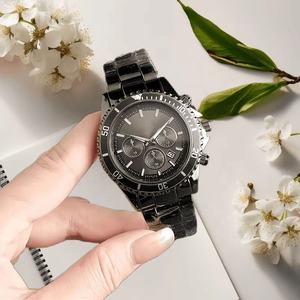 Nuevo reloj de moda a bajo precio para hombre, reloj cronógrafo multifuncional con correa de acero inoxidable, esfera negra, relojes deportivos casuales - Product Image 3