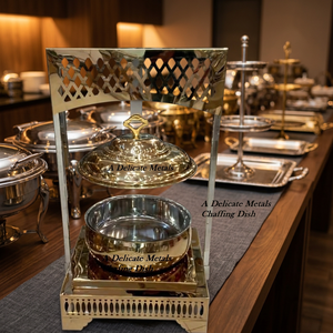 Services de vaisselle de luxe en acier inoxydable pour réchauds de buffet, idéaux pour mariages et maintien au chaud des aliments DCD-0031 - Product Image 3
