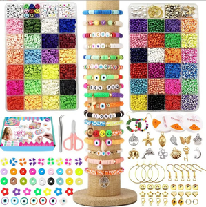 Clay Beads Bracelet Making Kit Jewelry Colorful for Beginner DIY Arts and Crafts Birthday Gifts Toys for Kids
