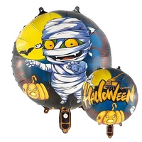 Ballons en aluminium ronds de 18 pouces QS Cartoon, motifs fantôme, crâne, citrouille, pour Halloween, à l'hélium, pour la décoration de fêtes (14 ans et plus) - Vente en gros