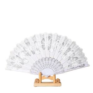 Éventail pliable en tissu tendance avec estampage à chaud PS et armature en plastique, élégant éventail en dentelle pour cadeau de mariage - Grande Vente - Product Image 4