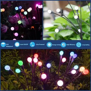 Led Light Waterproof Fireworm Decoration Firefly Light Garden Light IP65 Rgb Hot Selling Solar Outdoor 6 8 10 30 Stainless Steel