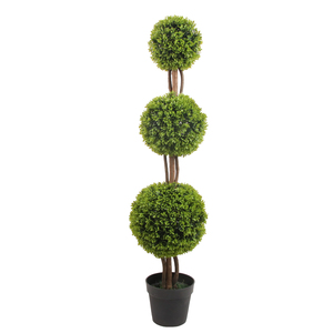 Árvore de grama artificial de madeira, árvore de grama <span class=keywords><strong>topiary</strong></span> com pote de plástico preto para decoração externa - Product Image 3