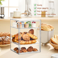 Vitrine de boulangerie empilable à 4 niveaux en PET transparent moulé par injection, avec porte coulissante, pour pain, pâtisseries, cupcakes et desserts