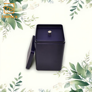 Boîte à thé carrée avec couvercle intérieur Grande boîte à thé avec couvercle double Boîte d'emballage de thé en métal imprimée personnalisée - Product Image 6