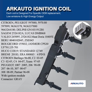Bobine d'allumage ARKAUTO 597099 597080 UF701 pour CITROEN Xsara C2 C3 C4 <span class=keywords><strong>Berlingo</strong></span> PEUGEOT 206 207 405 408 307 3007 Partner 1.6 - Product Image 4