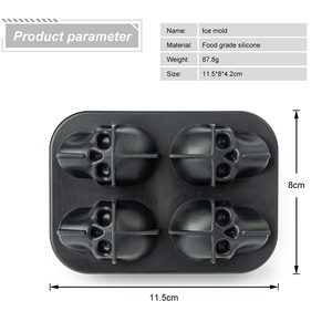 4 Hohlraum 3D-Form Lebensmittel qualität Silikon Skelett kopf Eiswürfel formen für Whisky - Product Image 3