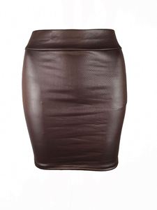 Falda de tubo de cuero PU de imitación Simple para mujer, vestido de estilo corto, Mini falda informal elástica Simple de Base delgada coreana - Product Image 3
