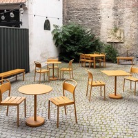 Ensemble de table à manger d'extérieur moderne et durable en aluminium, résistant aux intempéries, léger, pour usage commercial, scolaire et hospitalier