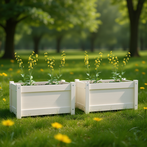 Fioriere da giardino in legno massello di pino bianco, di medie dimensioni, resistenti, per uso esterno - Product Image 2