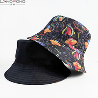 Chapeau de soleil pliable en feutre à motif champignon coloré Landfond pour homme et femme, style dessin animé, idéal pour les loisirs en extérieur