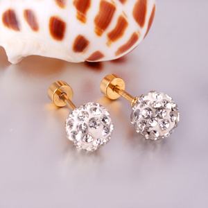 Pendientes al por mayor para bebés, aretes de metal con circonita brillante y colorida para mujer, conjuntos de aretes de acero inoxidable para niños - Product Image 5