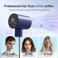 Pengering rambut ionik profesional, 1600W kecepatan tinggi dengan 110000 RPM DC Motor elektrik Cepat Kering penggunaan rumah tangga luar ruangan Hotel