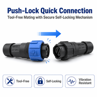 Conector Impermeable Tipo T con Enchufe Macho y Hembra M16, Corriente Nominal de 10A, 8A, 5A, para Iluminación LED Exterior y Robots