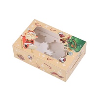 Noël Transparent Fenêtre Kraft Papier Cupcake Boîte Dessert Cadeau et Crème Tarte Stockage Emballage Boîte