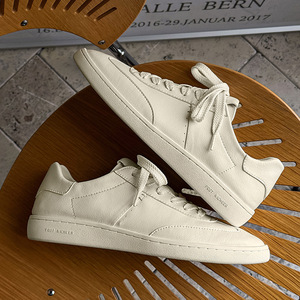 Fashionable casual versatile <b>white</b> sneakers for men soft leather breathable suitable for summer comfortable sneakers - Product Image 6