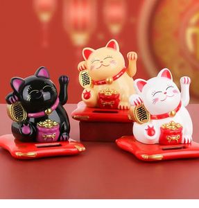 Solar Powered Modern Beckoning Cat <b>Ornament</b> for Home Office Decoration Birthday Gift - Product Image 4
