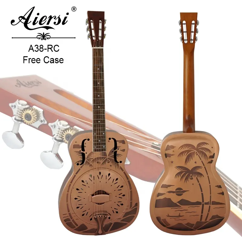 Aiersi Brand Distressed Vintage Red Rust Single Cone Resonator Guitar blues musical instrument for sale