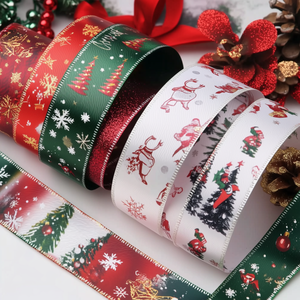Ruban en satin gros-grain en tissu polyester avec logo personnalisé INFFY, 50/100 yards, couleur et taille personnalisées, décoration de Noël, cadeau - Product Image 4