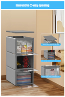 Boîte de rangement à chaussures authentique à 3 niveaux, pliable, sans assemblage nécessaire, installation rapide en 30 secondes, empilable, en tissu et plastique, avec porte
